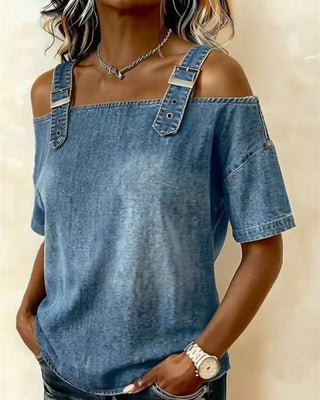 LIVIA | Off-Shoulder Denim Shirt
