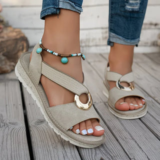 SKYLAR™ | Flat Sandals With Metal Buckle