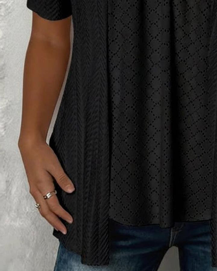Falissa - Square-Cut Shirt with Patchwork Cut-Out Collar