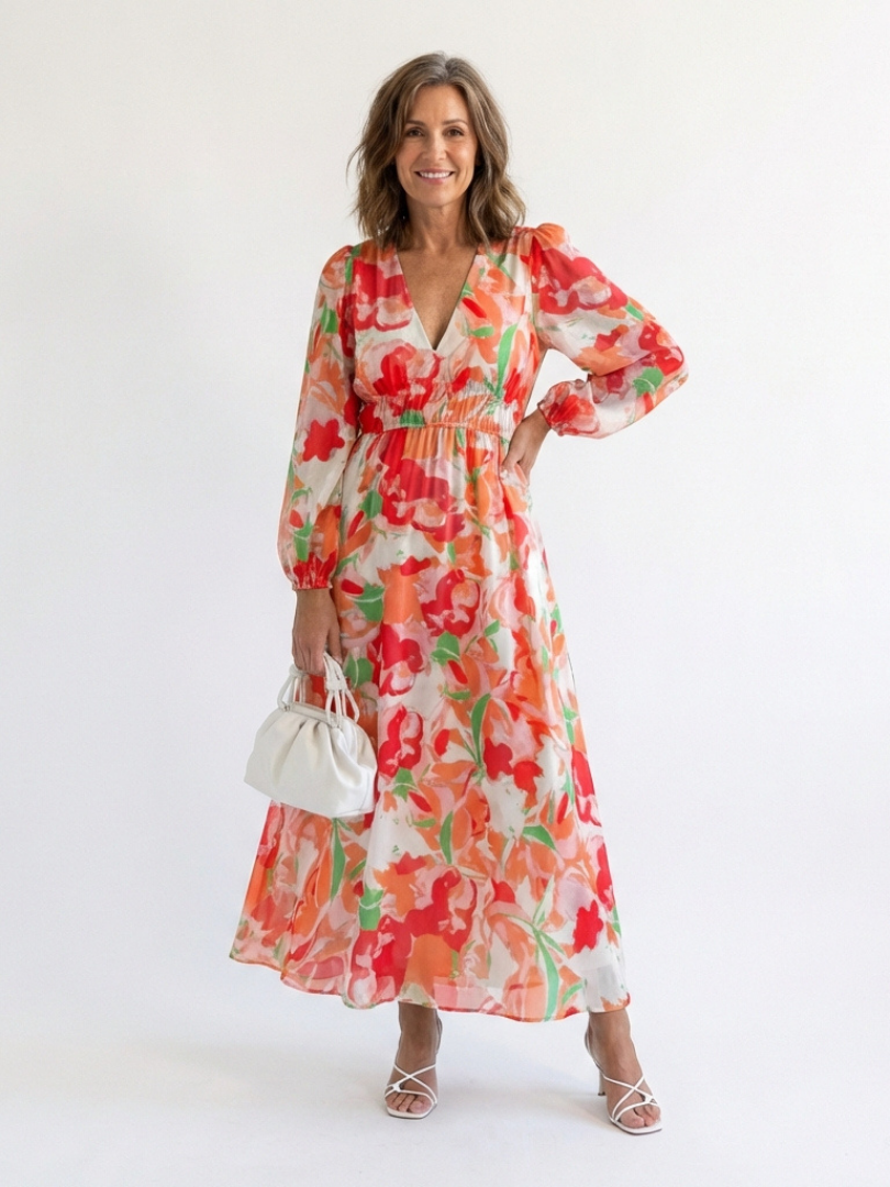 ALTHEA™ | Long-Sleeve Floral Maxi Dress