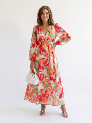 ALTHEA™ | Long-Sleeve Floral Maxi Dress