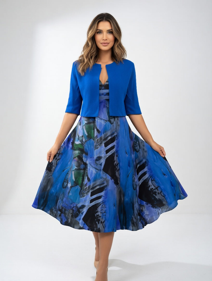 MAÉLIANE | Elegant Flowing Printed Midi Dress
