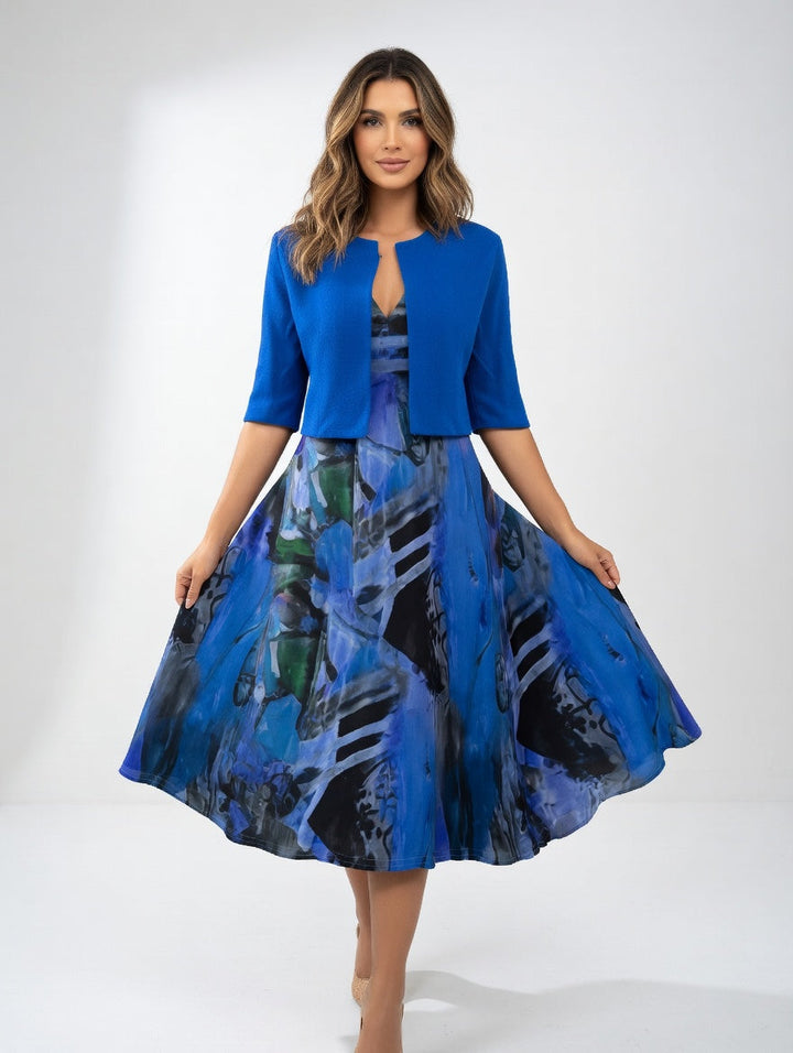 MAÉLIANE | Elegant Flowing Printed Midi Dress