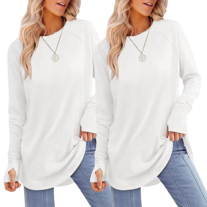 ZARITA™ - Cozy Long-Sleeve Tunic Shirt with Thumb Hole