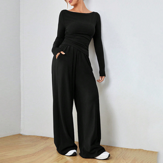 DANTARA™ - Casual Long-Sleeve Top and Wide-Leg Pants Set