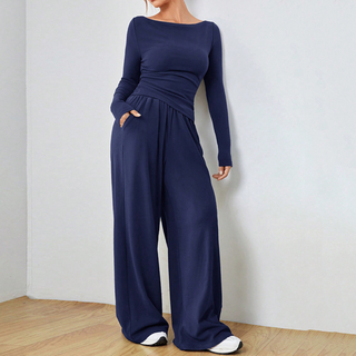 DANTARA™ - Casual Long-Sleeve Top and Wide-Leg Pants Set