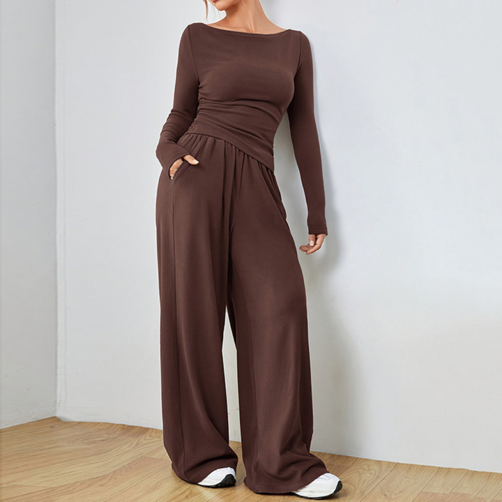 DANTARA™ - Casual Long-Sleeve Top and Wide-Leg Pants Set