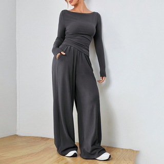 DANTARA™ - Casual Long-Sleeve Top and Wide-Leg Pants Set