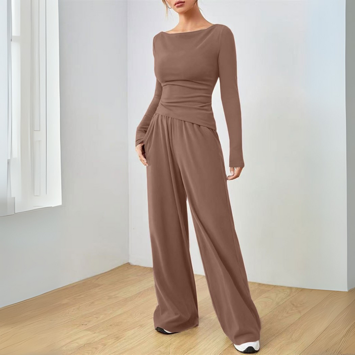 DANTARA™ - Casual Long-Sleeve Top and Wide-Leg Pants Set