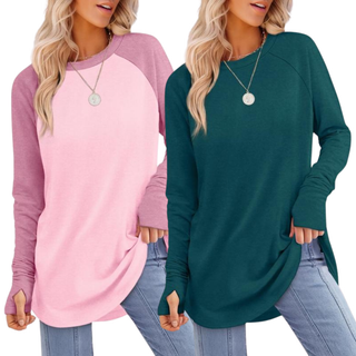ZARITA™ - Cozy Long-Sleeve Tunic Shirt with Thumb Hole