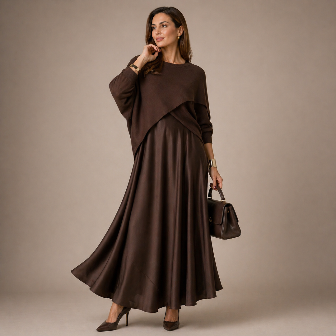 Clara | Elegant Layered Jumper and Midi Dress Set