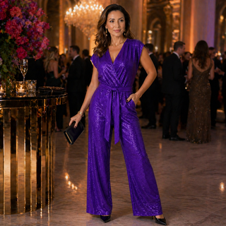 SORAYA | Sequin Jumpsuit with Tie Waist