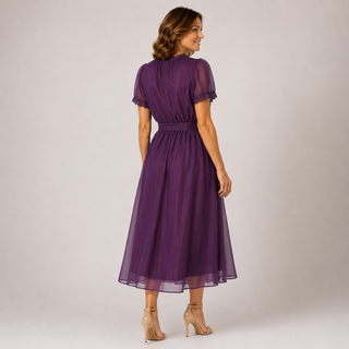 FLAVIA | Maxi Dress with Keyhole Neckline and Chiffon Lace Trim