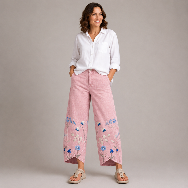 ELODIE | Boho Floral Print Trousers