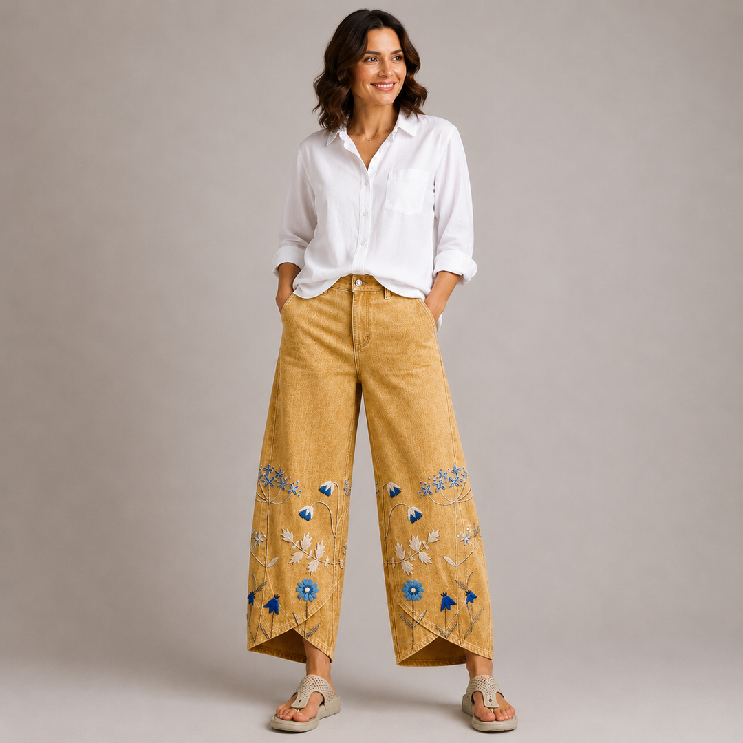 ELODIE | Boho Floral Print Trousers