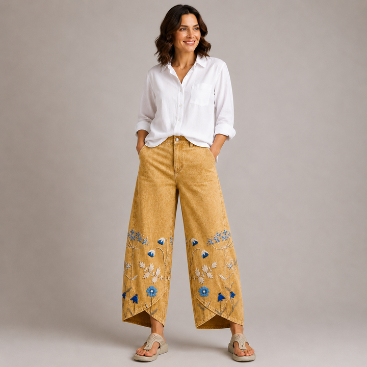 ELODIE | Boho Floral Print Trousers