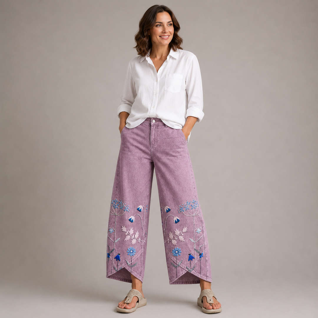 ELODIE | Boho Floral Print Trousers
