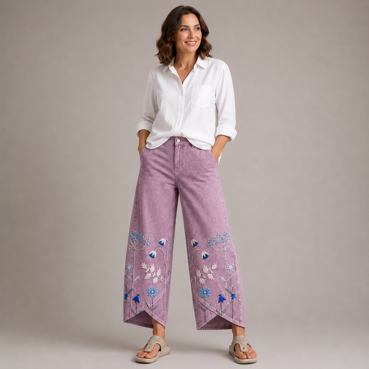 ELODIE | Boho Floral Print Trousers