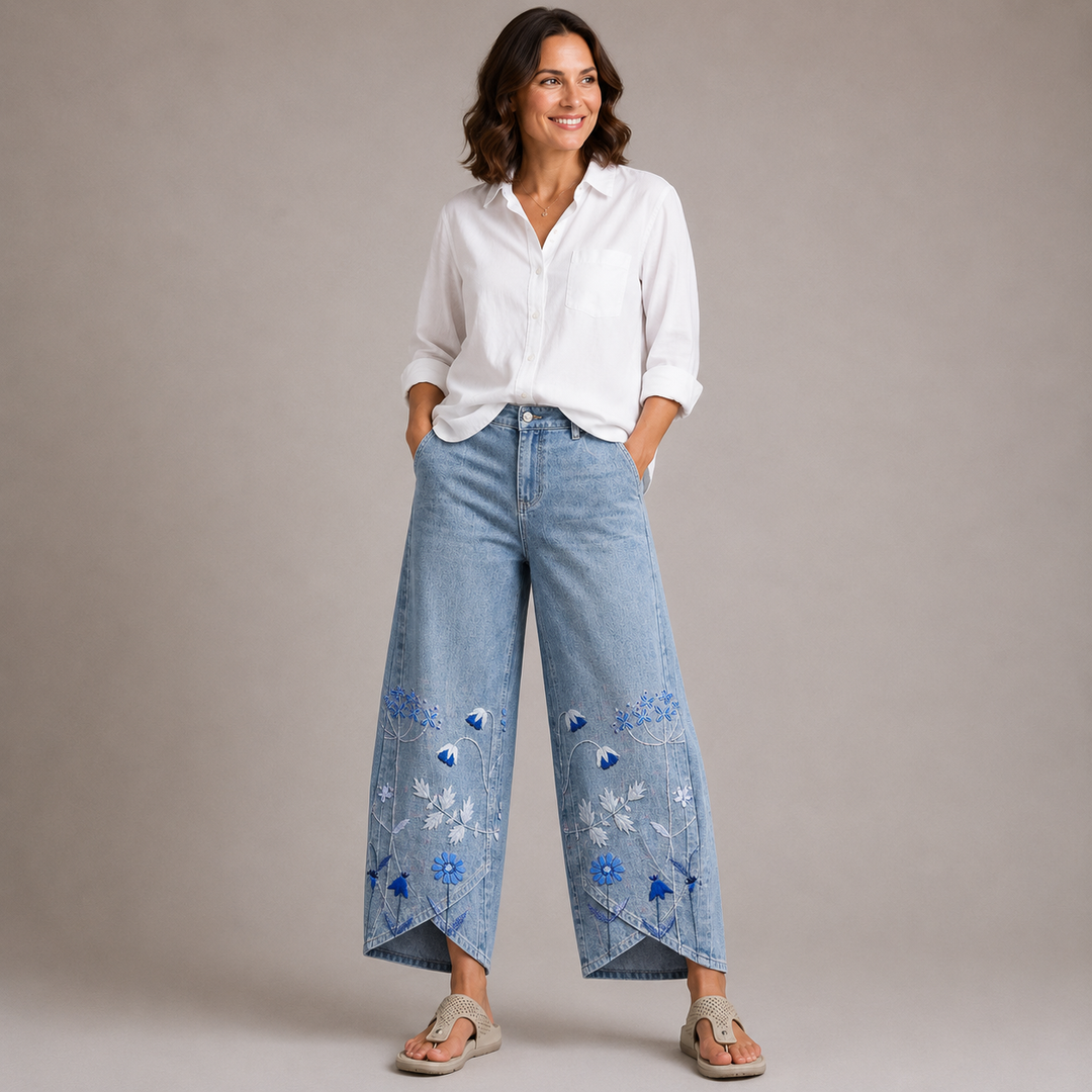 ELODIE | Boho Floral Print Trousers