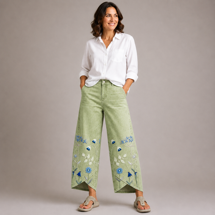 ELODIE | Boho Floral Print Trousers