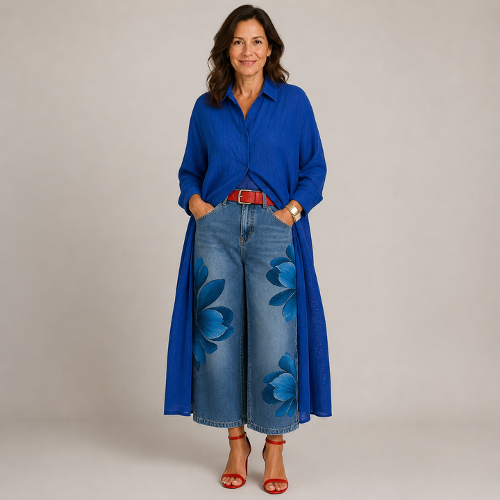 DANIELLA | Linen Dress & Floral Denim Set