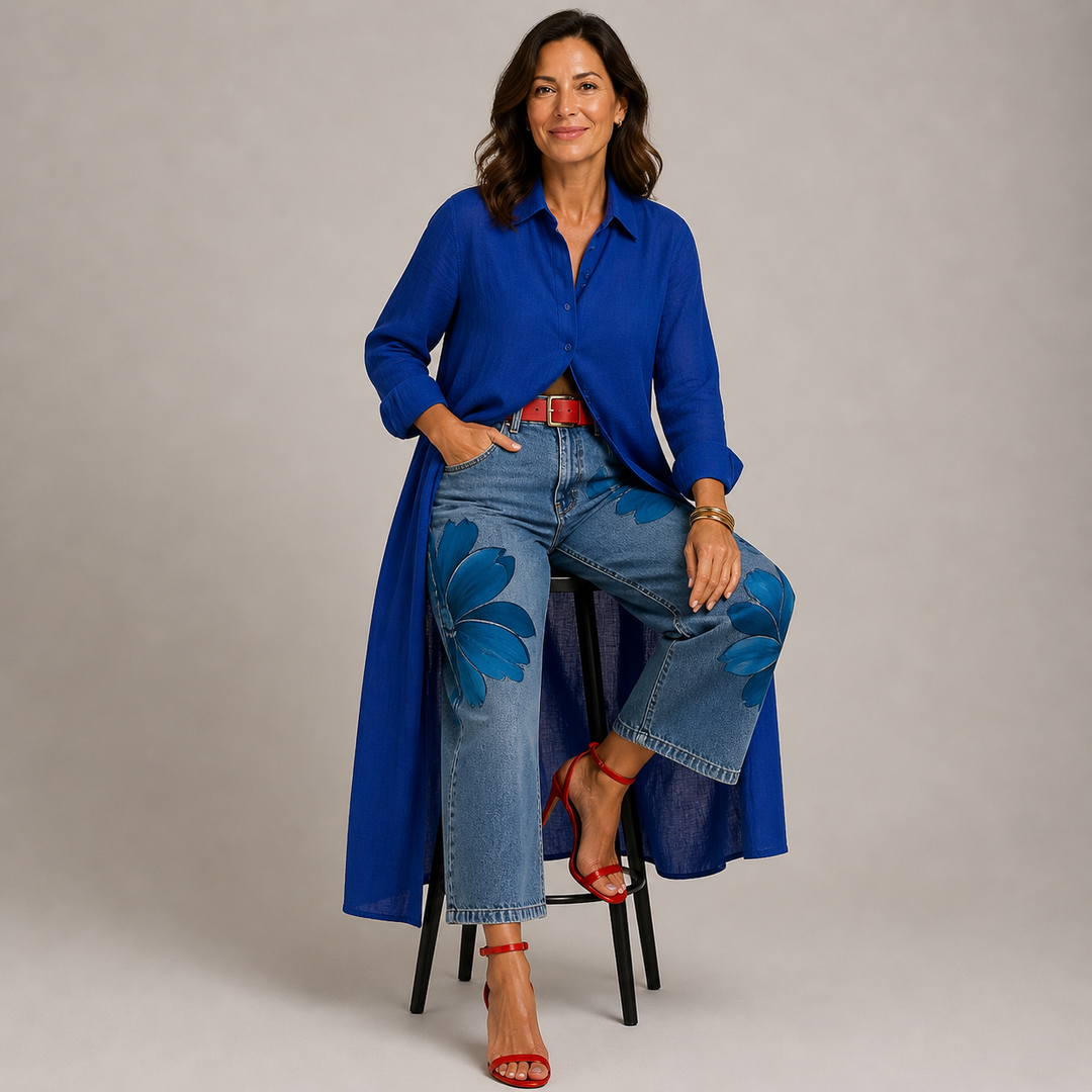 DANIELLA | Linen Dress & Floral Denim Set