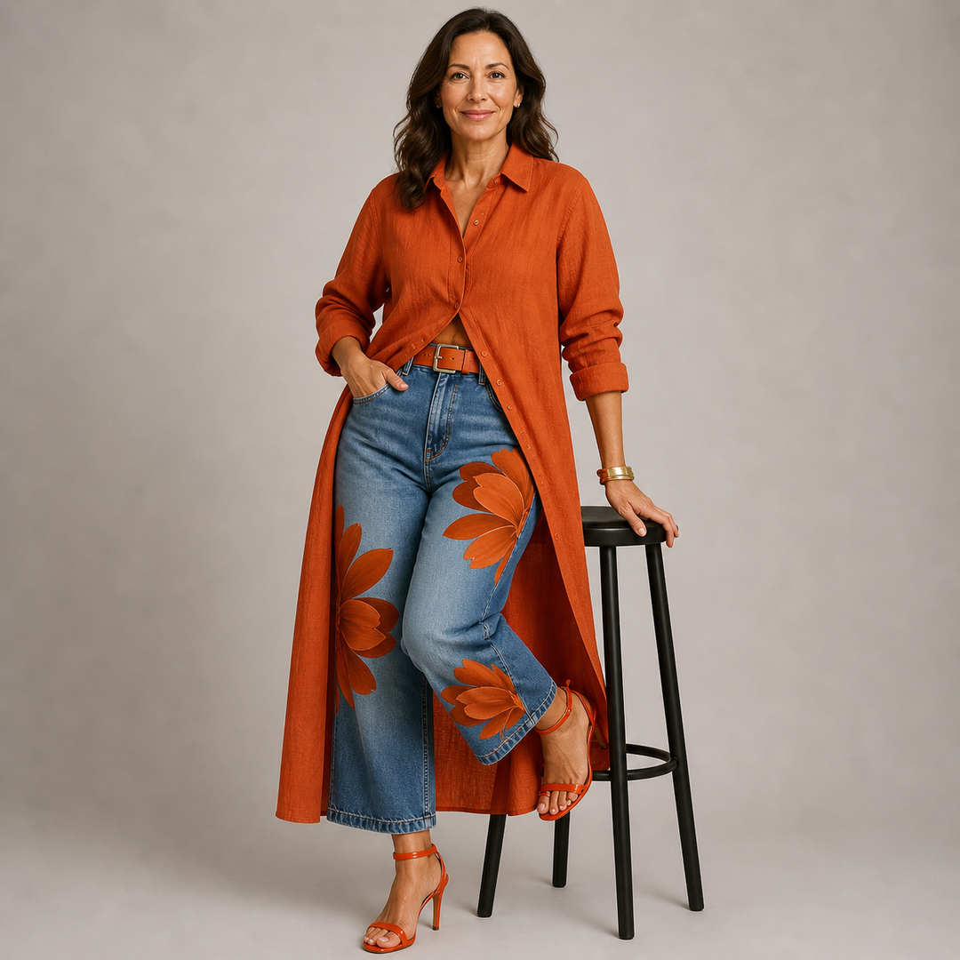 DANIELLA | Linen Dress & Floral Denim Set