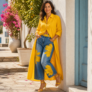 DANIELLA | Linen Dress & Floral Denim Set