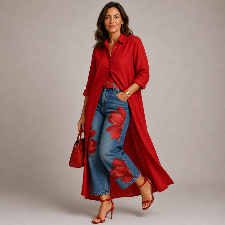 DANIELLA | Linen Dress & Floral Denim Set