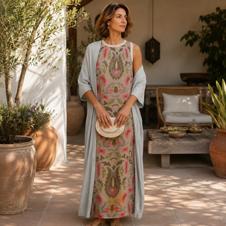 Elina | Printed Maxi Dress & Vest Set