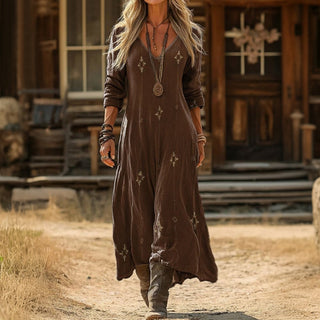BEA™ | Long-Sleeve Vintage Casual Dress