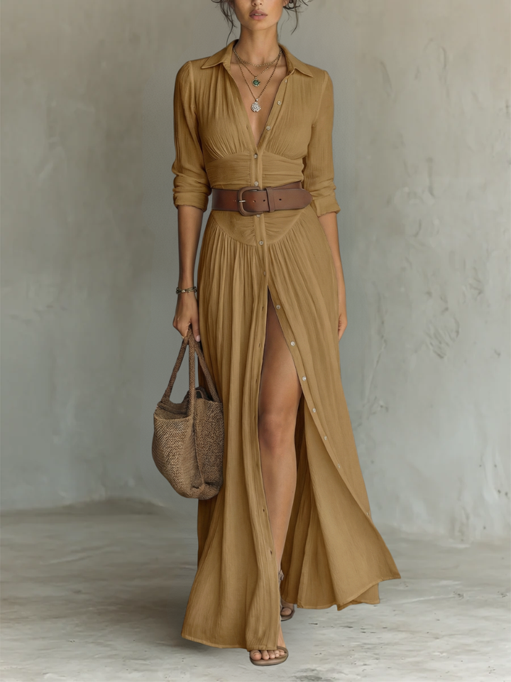 Aurelia | Button-Front Maxi Shirt Dress