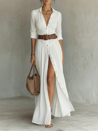 Aurelia | Button-Front Maxi Shirt Dress