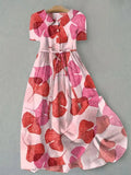 Solène™ | Rosy Floral Dress with Soft Fit