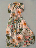 Maelis™ | Summer Dress with Floral Pattern in Warm Colour Palette