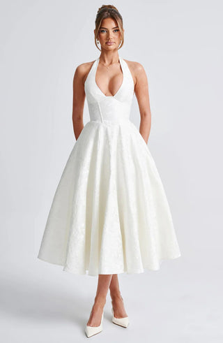 Maya™ | Elegant Midi Dress in Lemon Yellow