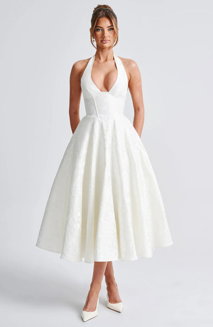 Maya™ | Elegant Midi Dress in Lemon Yellow