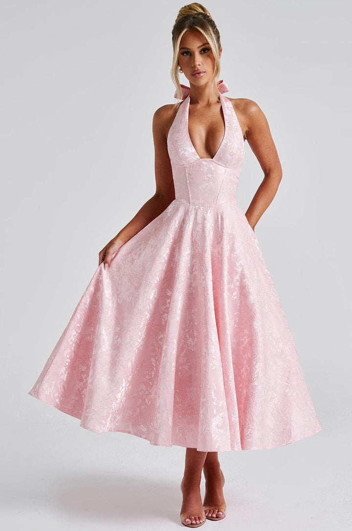 Maya™ | Elegant Midi Dress in Lemon Yellow