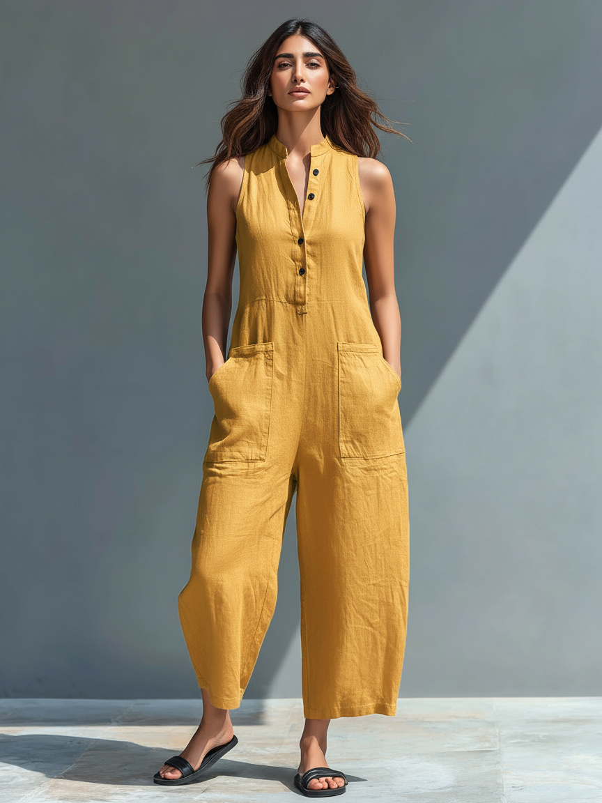 Niamh Sleeveless Linen Jumpsuit