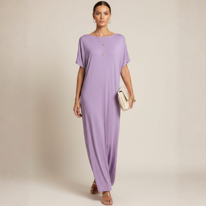 LARISA | Women's Loose Summer Maxi Dress with Short-Sleeves