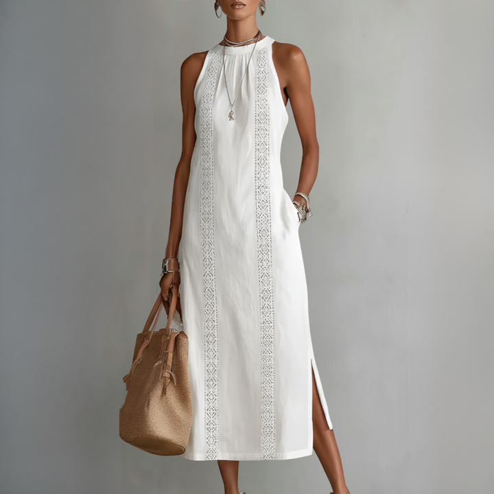 JIMENA | Midi Dress with a Mandarin Collar