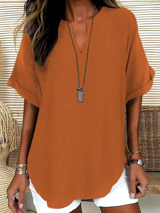 GENNEVA™ - Casual Plain Short-Sleeve Blouse
