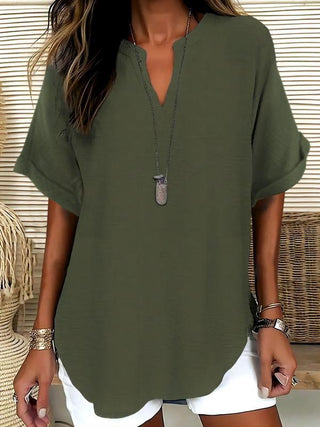 GENNEVA™ - Casual Plain Short-Sleeve Blouse