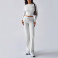 KUTIS™ - Casual Round Neck Crop Top and Drawstring High-Waist Pants Set