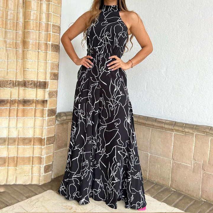 QIANA™ - Elegant Wide-Leg Neck Tie Sleeveless Summer Jumpsuit