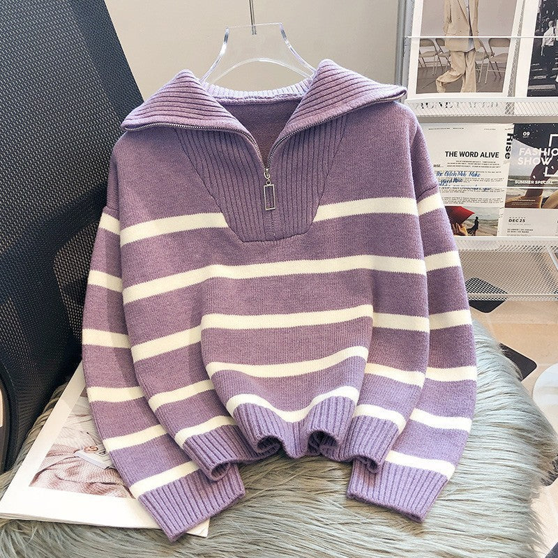TIANA™ - Chic Striped Long-Sleeve Collared Top