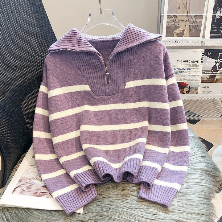TIANA™ - Chic Striped Long-Sleeve Collared Top