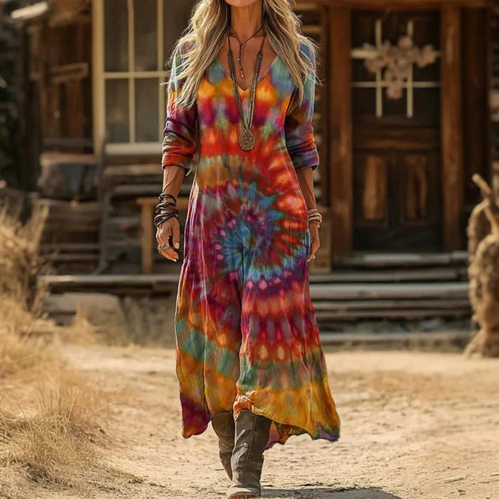 BEA™ | Long-Sleeve Vintage Casual Dress