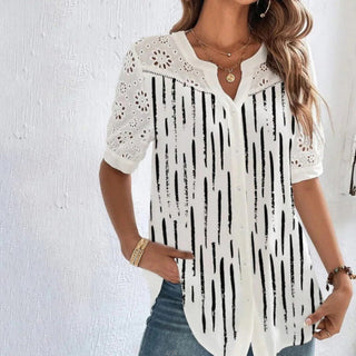 ANNELISE™ - Casual Lace Printed Blouse