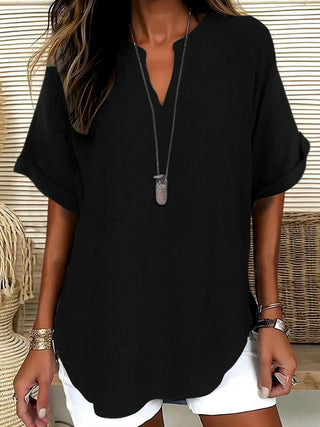 GENNEVA™ - Casual Plain Short-Sleeve Blouse